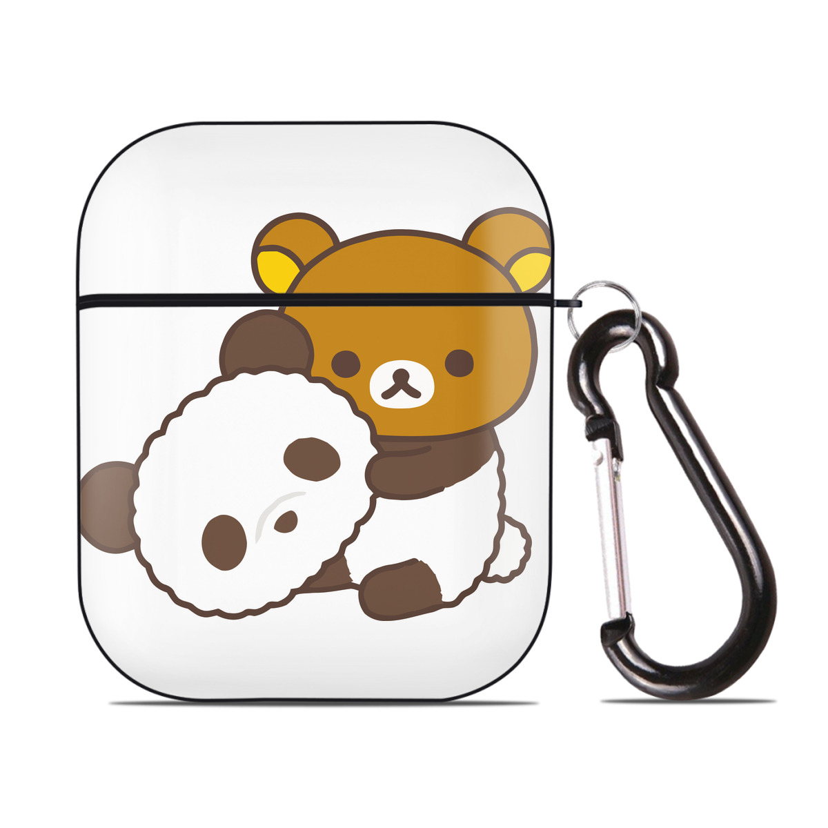 （画像用） リラックマ リラックマ キイロイトリ Rilakkuma Korilakkuma Kiiroitori AirPods 第2世代保護ケース ハードシェル ブラック 耐衝撃・防指紋・カラビナ付き