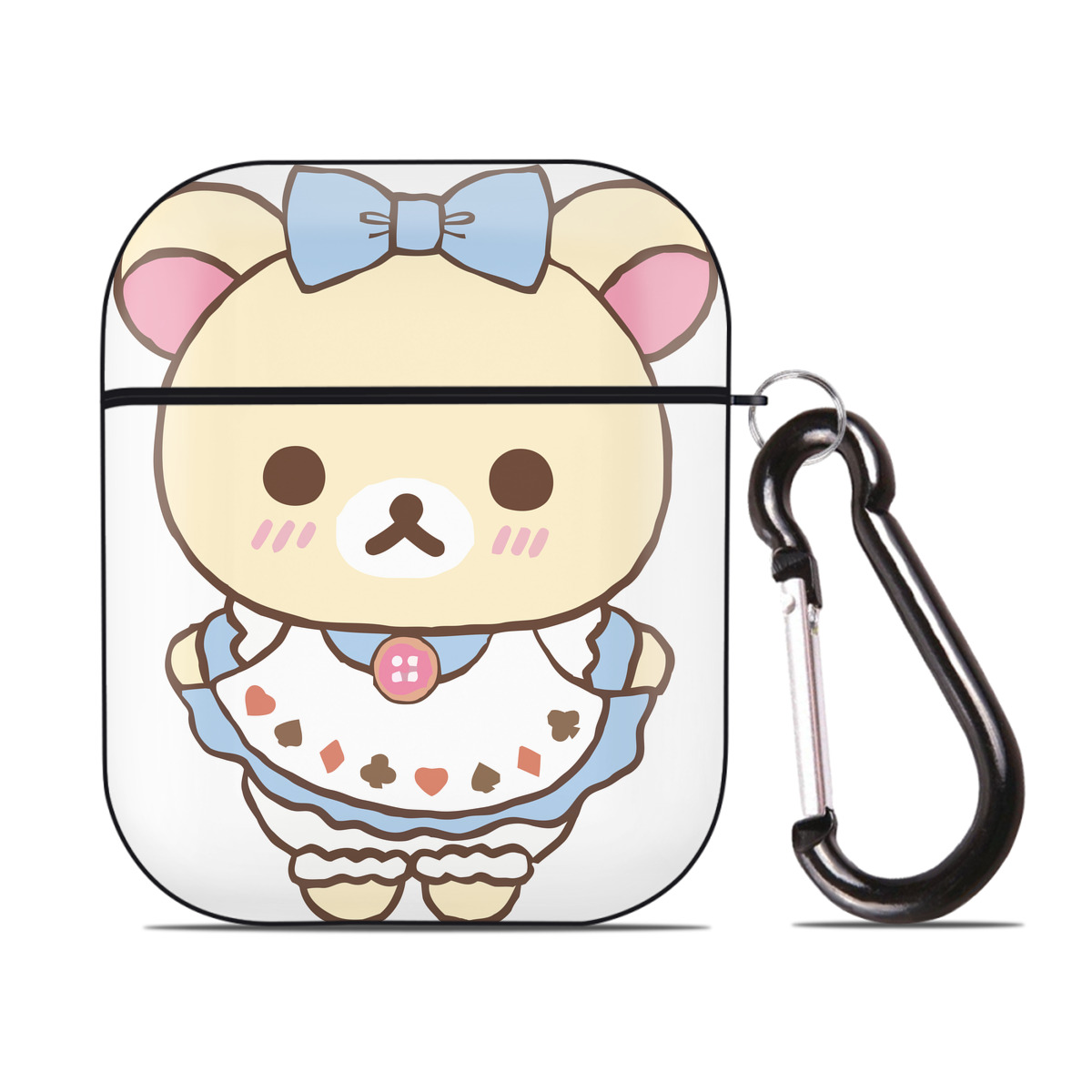 （画像用） リラックマ リラックマ キイロイトリ Rilakkuma Korilakkuma Kiiroitori AirPods 第2世代保護ケース ハードシェル ブラック 耐衝撃・防指紋・カラビナ付き