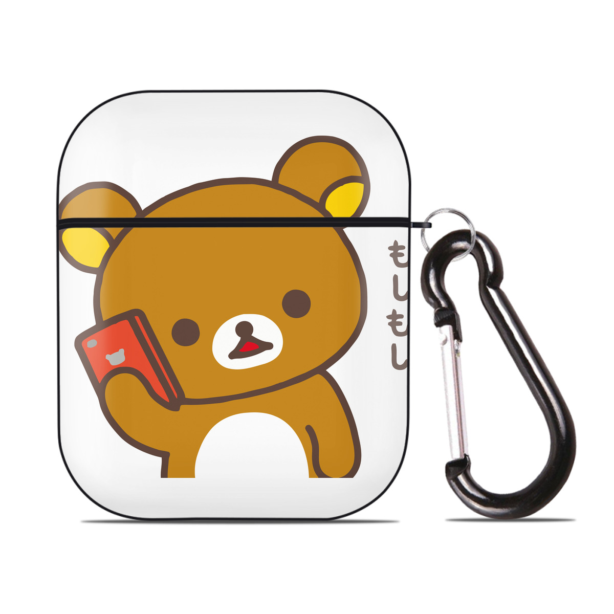 （画像用） リラックマ リラックマ キイロイトリ Rilakkuma Korilakkuma Kiiroitori AirPods 第2世代保護ケース ハードシェル ブラック 耐衝撃・防指紋・カラビナ付き
