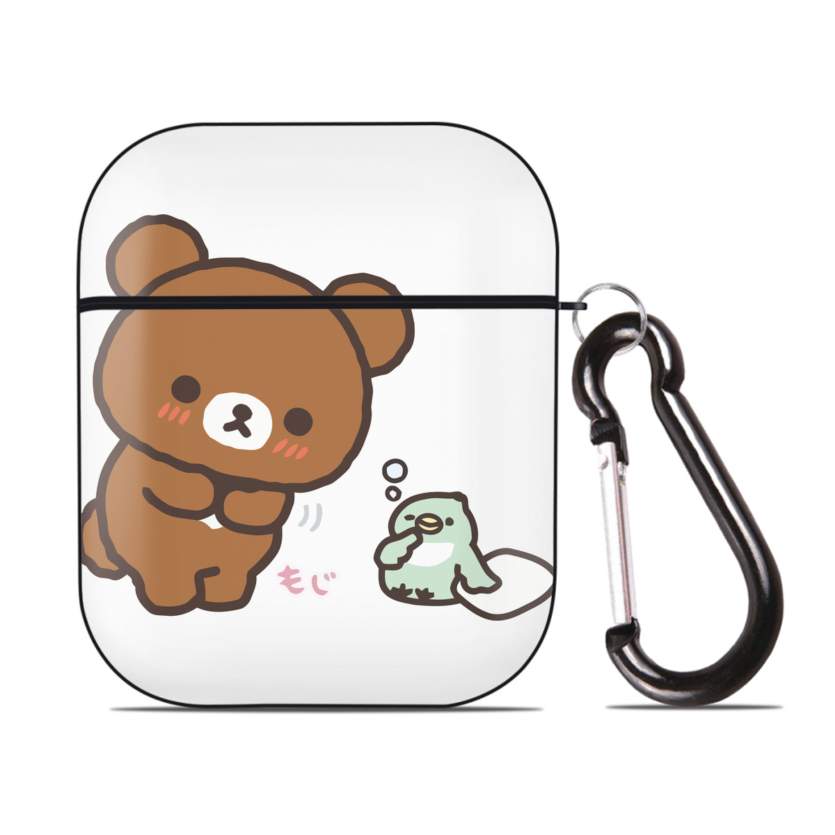 （画像用） リラックマ リラックマ キイロイトリ Rilakkuma Korilakkuma Kiiroitori AirPods 第2世代保護ケース ハードシェル ブラック 耐衝撃・防指紋・カラビナ付き