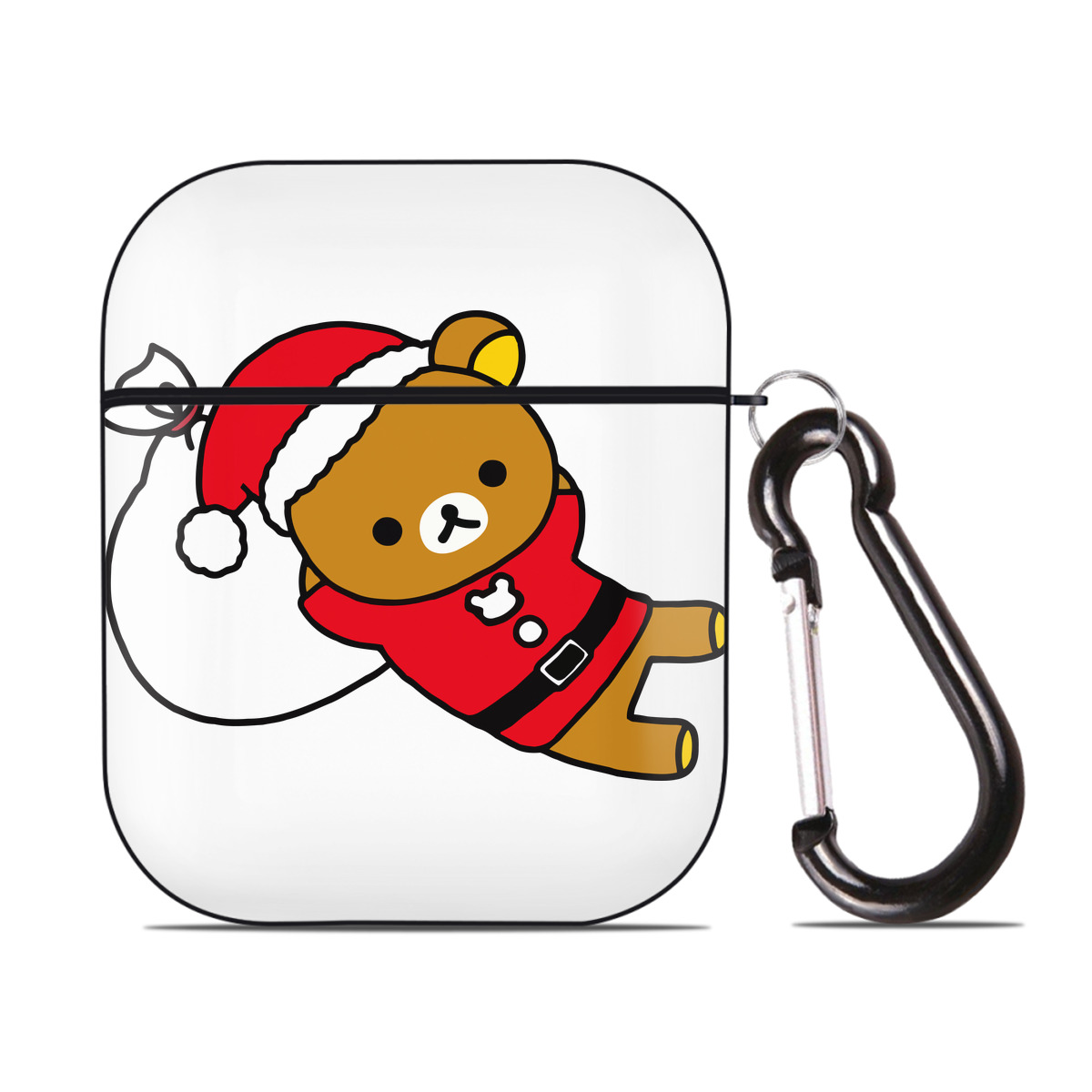 （画像用） リラックマ リラックマ キイロイトリ Rilakkuma Korilakkuma Kiiroitori AirPods 第2世代保護ケース ハードシェル ブラック 耐衝撃・防指紋・カラビナ付き