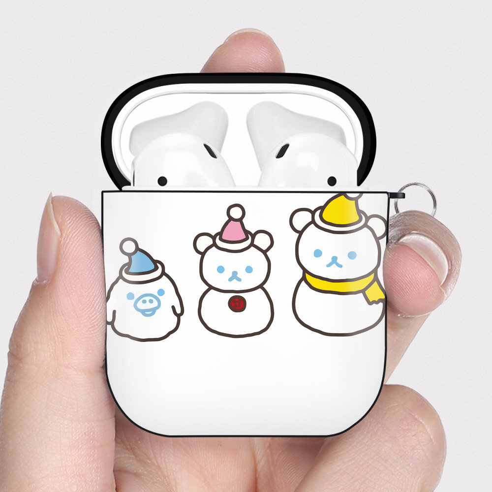 （画像用） リラックマ リラックマ キイロイトリ Rilakkuma Korilakkuma Kiiroitori AirPods 第2世代保護ケース ハードシェル ブラック 耐衝撃・防指紋・カラビナ付き