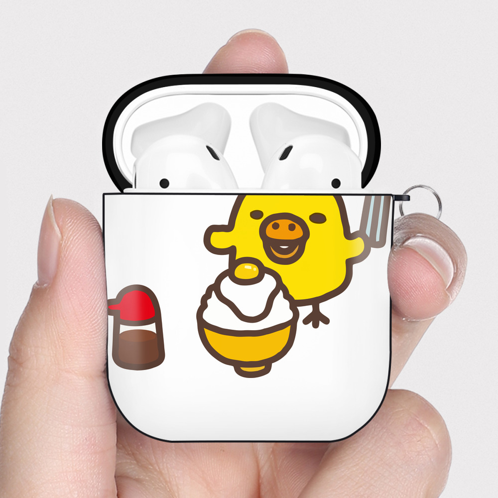 （画像用） リラックマ リラックマ キイロイトリ Rilakkuma Korilakkuma Kiiroitori AirPods 第2世代保護ケース ハードシェル ブラック 耐衝撃・防指紋・カラビナ付き