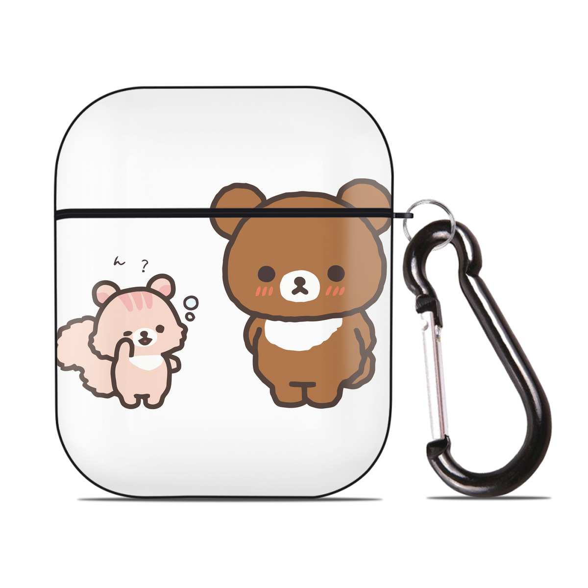（画像用） リラックマ リラックマ キイロイトリ Rilakkuma Korilakkuma Kiiroitori AirPods 第2世代保護ケース ハードシェル ブラック 耐衝撃・防指紋・カラビナ付き