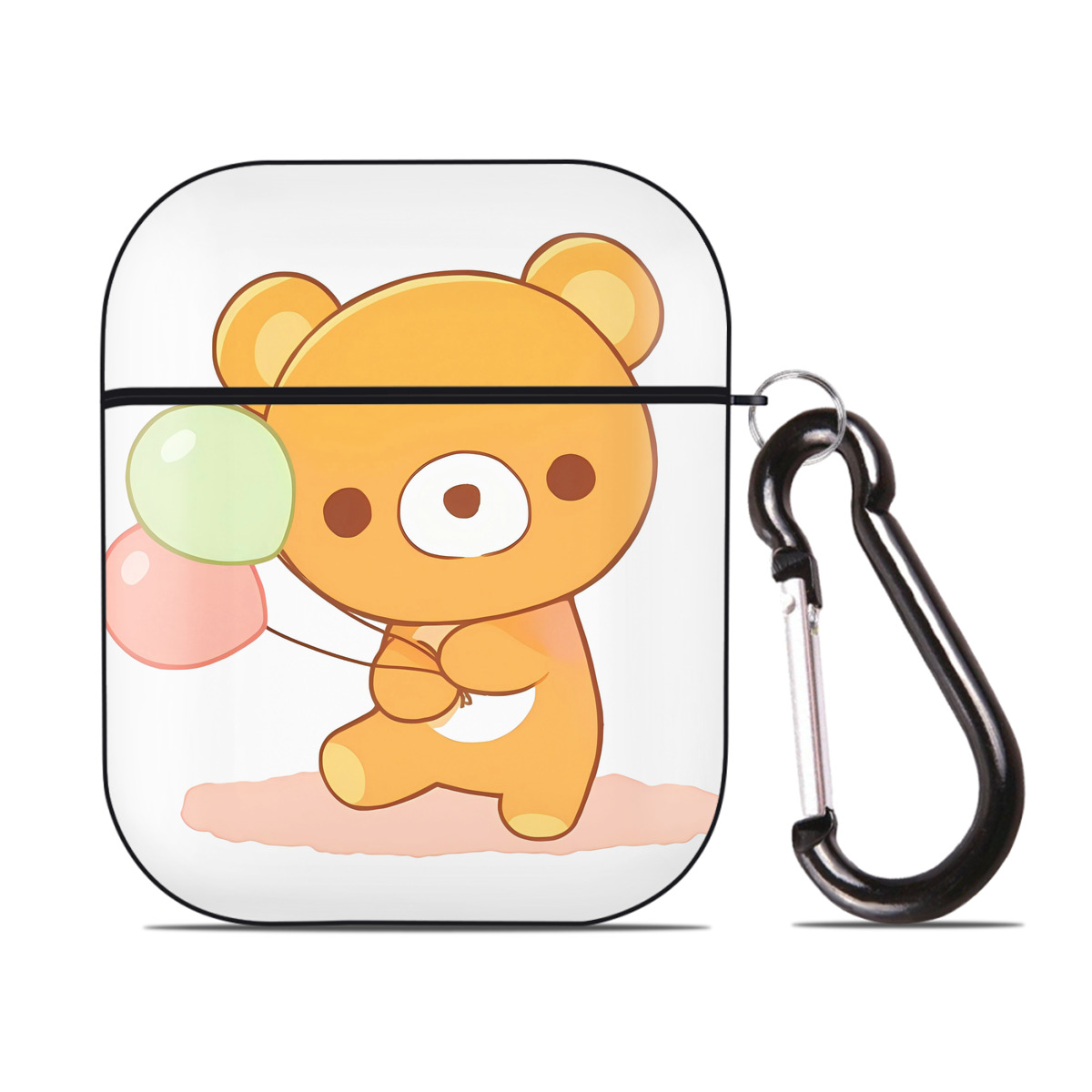 （画像用） リラックマ リラックマ キイロイトリ Rilakkuma Korilakkuma Kiiroitori AirPods 第2世代保護ケース ハードシェル ブラック 耐衝撃・防指紋・カラビナ付き