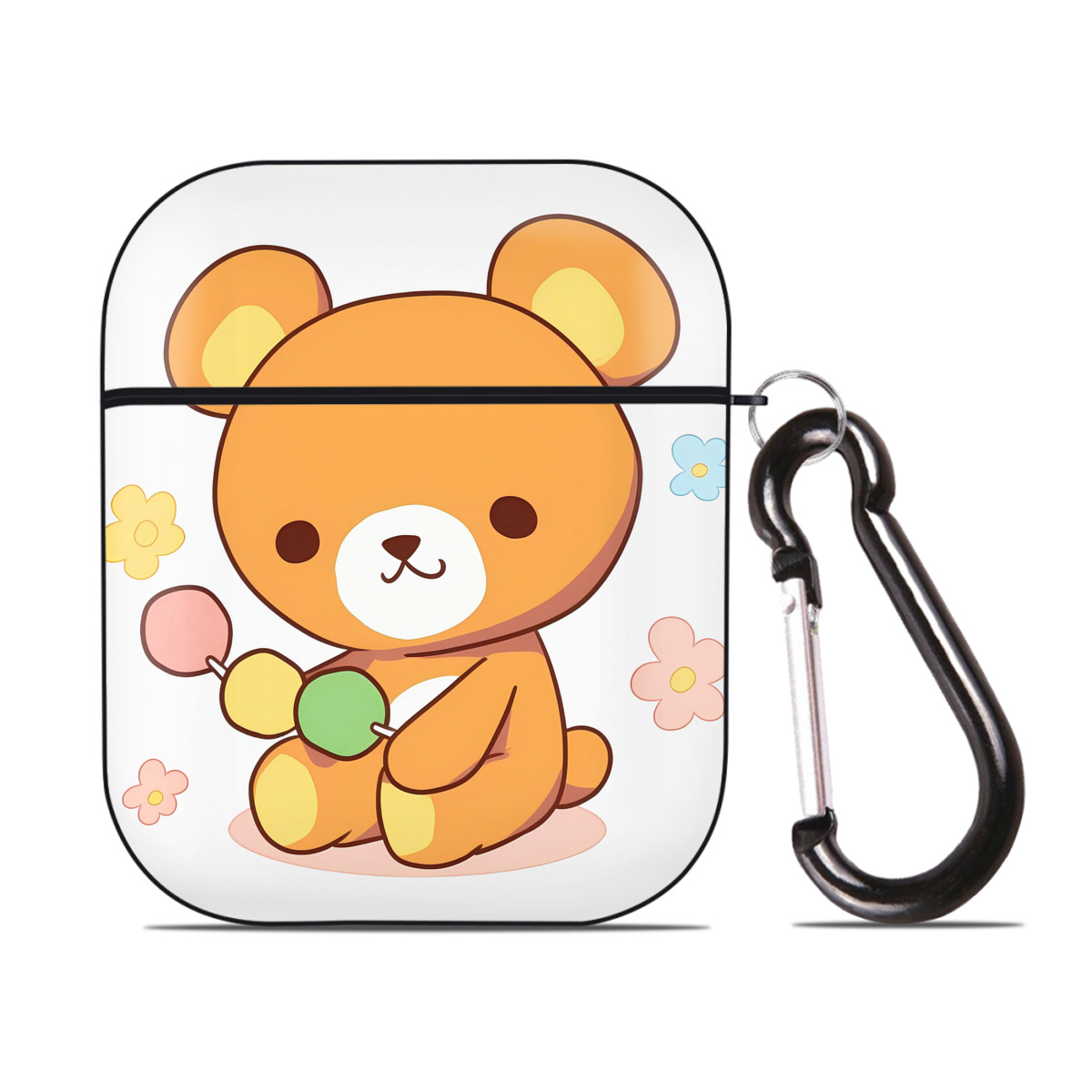 （画像用） リラックマ リラックマ キイロイトリ Rilakkuma Korilakkuma Kiiroitori AirPods 第2世代保護ケース ハードシェル ブラック 耐衝撃・防指紋・カラビナ付き