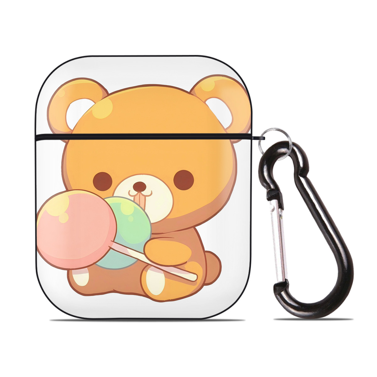 （画像用） リラックマ リラックマ キイロイトリ Rilakkuma Korilakkuma Kiiroitori AirPods 第2世代保護ケース ハードシェル ブラック 耐衝撃・防指紋・カラビナ付き