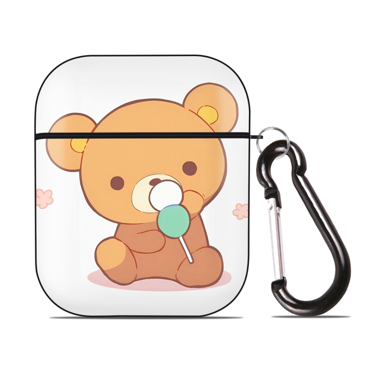 （画像用） リラックマ リラックマ キイロイトリ Rilakkuma Korilakkuma Kiiroitori AirPods 第2世代保護ケース ハードシェル ブラック 耐衝撃・防指紋・カラビナ付き