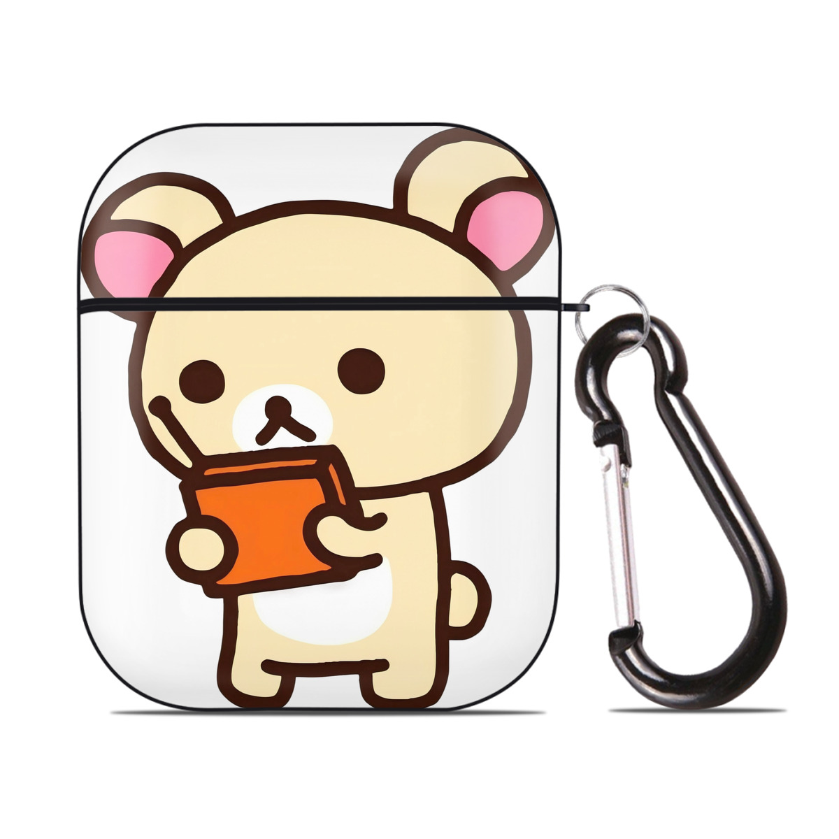 （画像用） リラックマ リラックマ キイロイトリ Rilakkuma Korilakkuma Kiiroitori AirPods 第2世代保護ケース ハードシェル ブラック 耐衝撃・防指紋・カラビナ付き