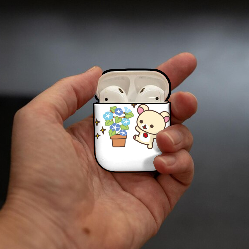 リラックマ リラックマ キイロイトリ Rilakkuma Korilakkuma Kiiroitori AirPods 第2世代保護ケース ハードシェル ブラック 耐衝撃・防指紋・カラビナ付き