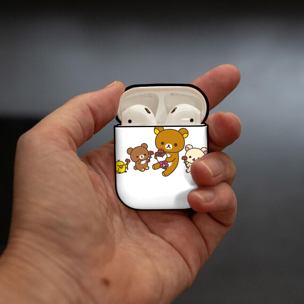 リラックマ リラックマ キイロイトリ Rilakkuma Korilakkuma Kiiroitori AirPods 第2世代保護ケース ハードシェル ブラック 耐衝撃・防指紋・カラビナ付き