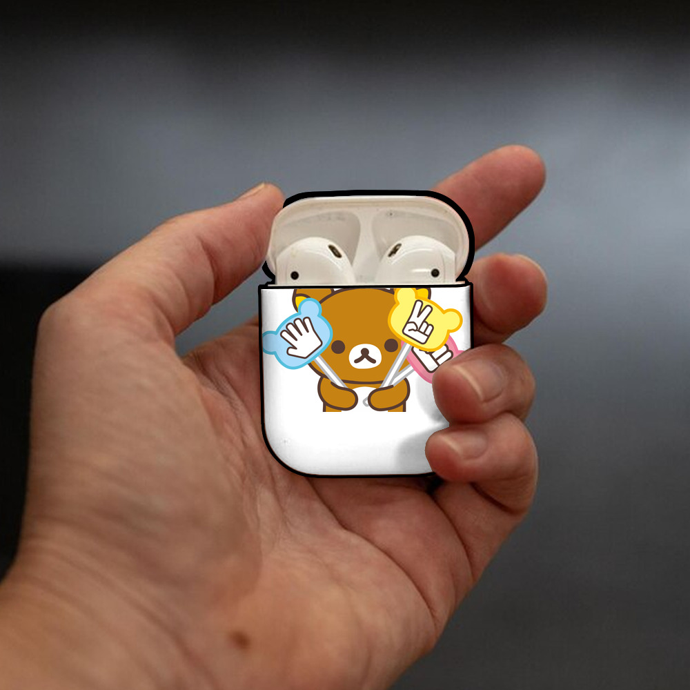 リラックマ リラックマ キイロイトリ Rilakkuma Korilakkuma Kiiroitori AirPods 第2世代保護ケース ハードシェル ブラック 耐衝撃・防指紋・カラビナ付き