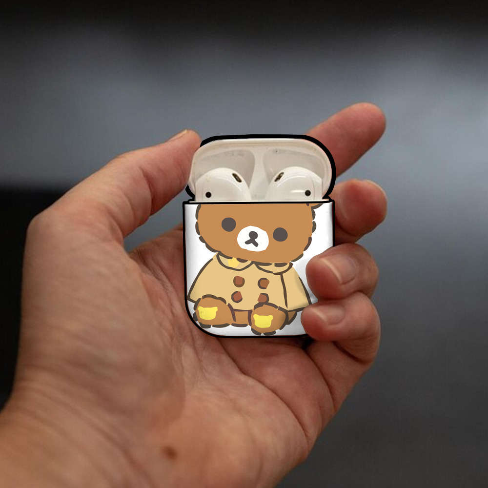 リラックマ リラックマ キイロイトリ Rilakkuma Korilakkuma Kiiroitori AirPods 第2世代保護ケース ハードシェル ブラック 耐衝撃・防指紋・カラビナ付き