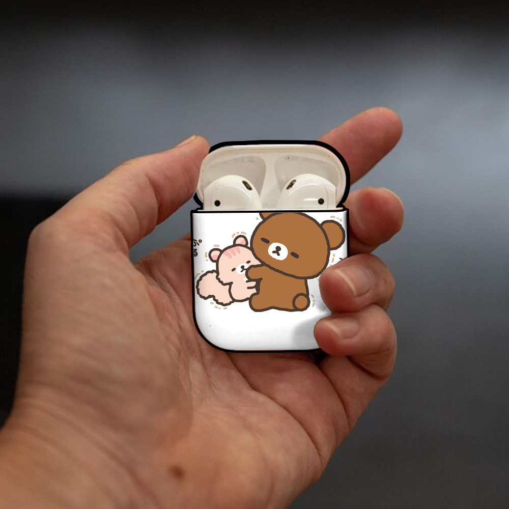 リラックマ リラックマ キイロイトリ Rilakkuma Korilakkuma Kiiroitori AirPods 第2世代保護ケース ハードシェル ブラック 耐衝撃・防指紋・カラビナ付き