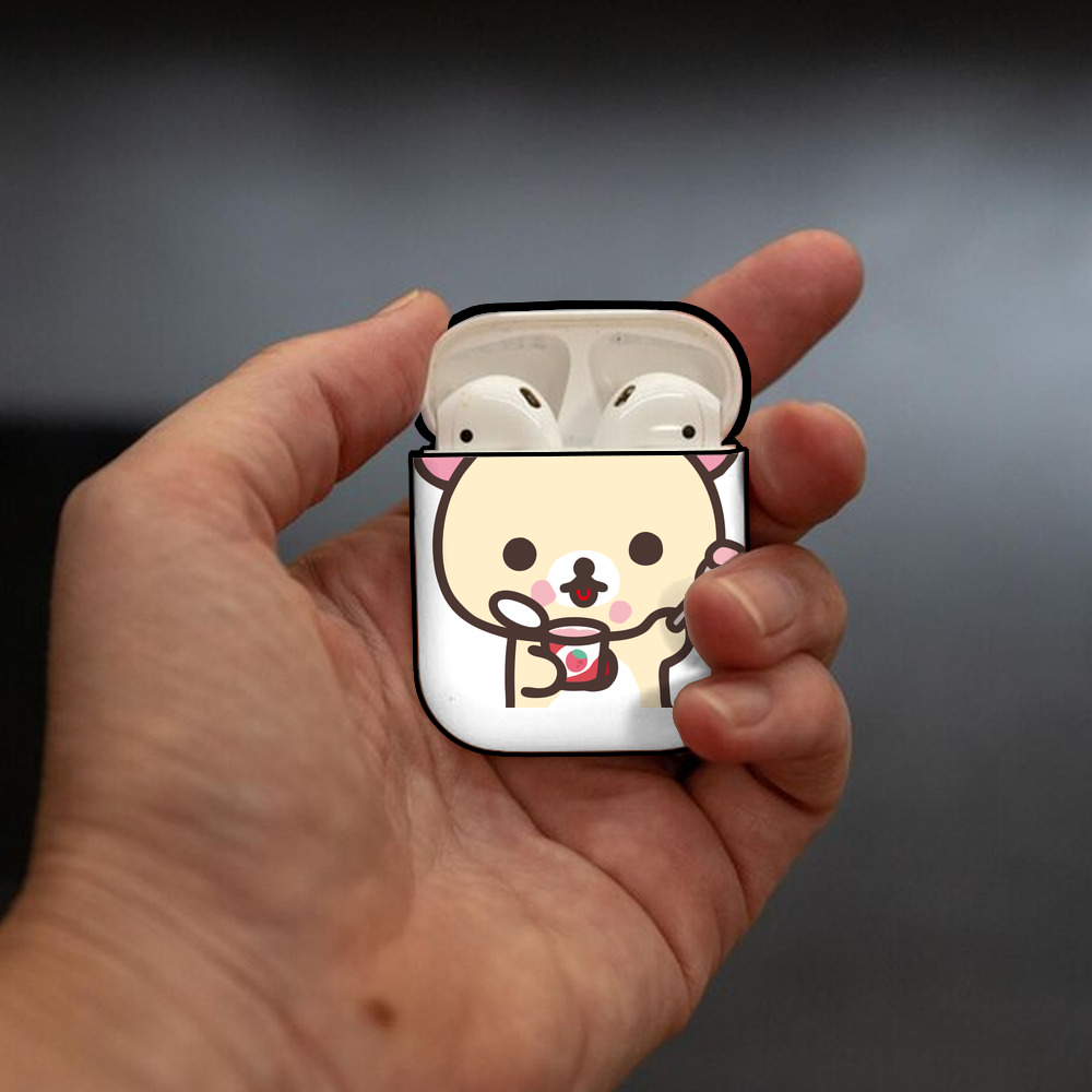 リラックマ リラックマ キイロイトリ Rilakkuma Korilakkuma Kiiroitori AirPods 第2世代保護ケース ハードシェル ブラック 耐衝撃・防指紋・カラビナ付き