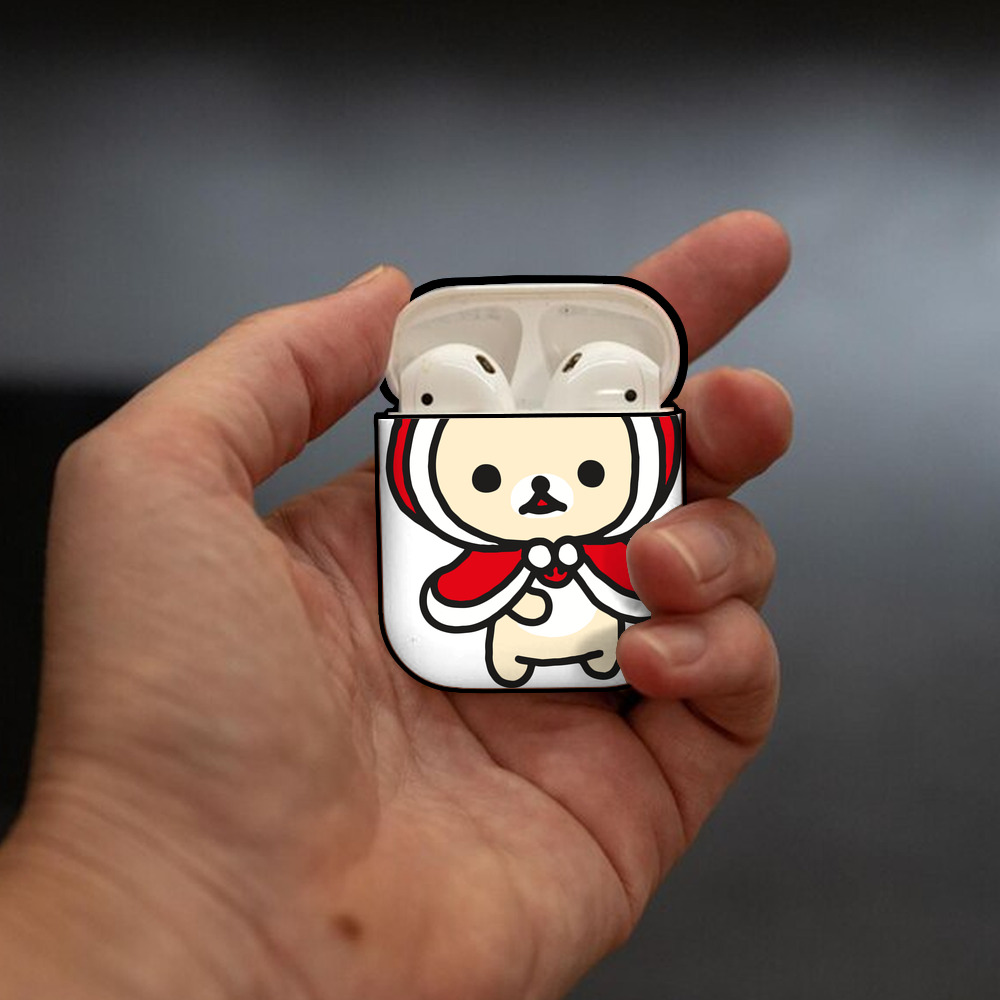 リラックマ リラックマ キイロイトリ Rilakkuma Korilakkuma Kiiroitori AirPods 第2世代保護ケース ハードシェル ブラック 耐衝撃・防指紋・カラビナ付き