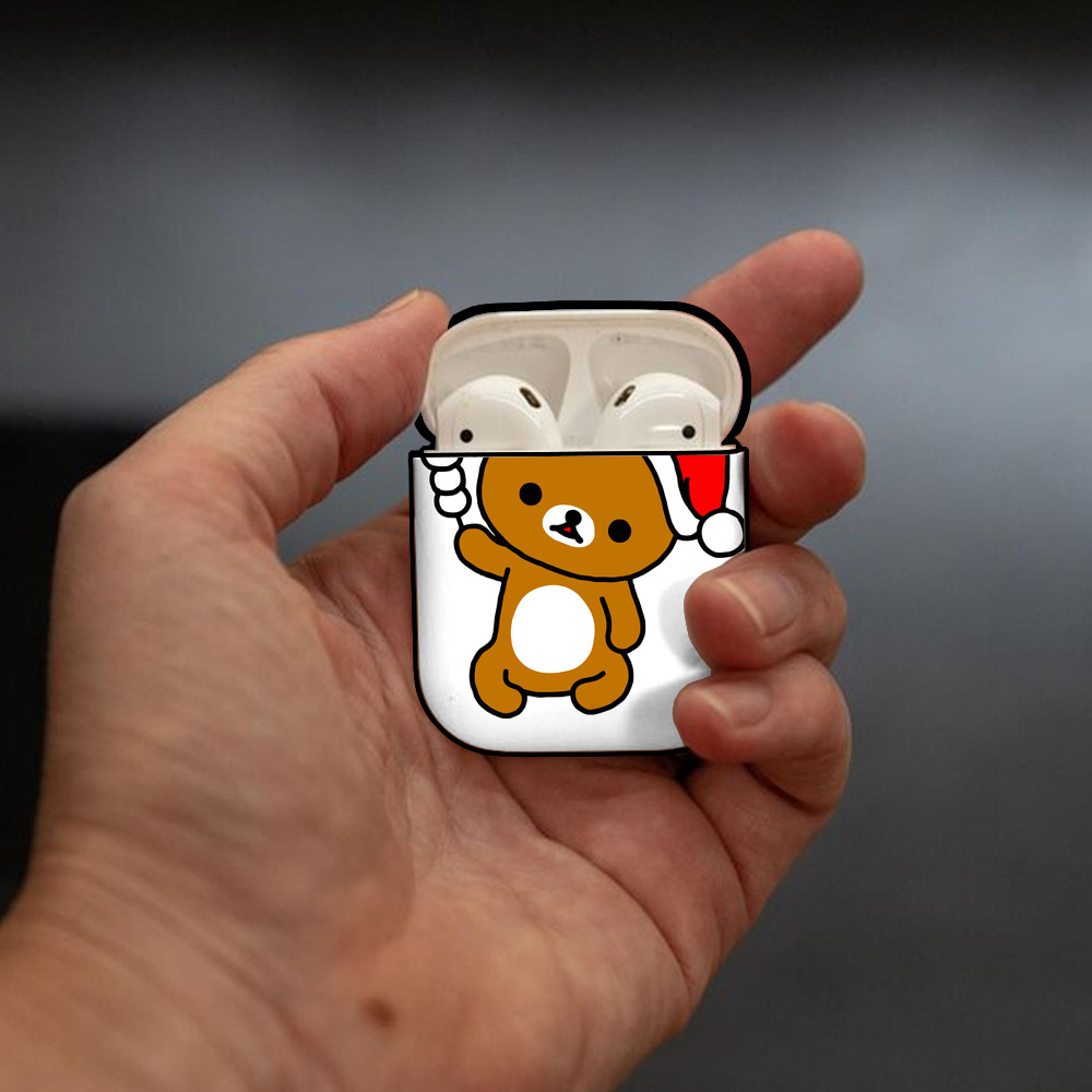 リラックマ リラックマ キイロイトリ Rilakkuma Korilakkuma Kiiroitori AirPods 第2世代保護ケース ハードシェル ブラック 耐衝撃・防指紋・カラビナ付き