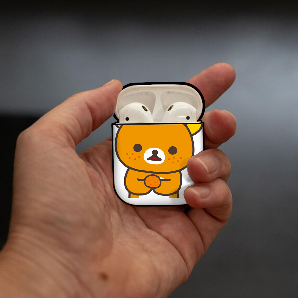 リラックマ リラックマ キイロイトリ Rilakkuma Korilakkuma Kiiroitori AirPods 第2世代保護ケース ハードシェル ブラック 耐衝撃・防指紋・カラビナ付き