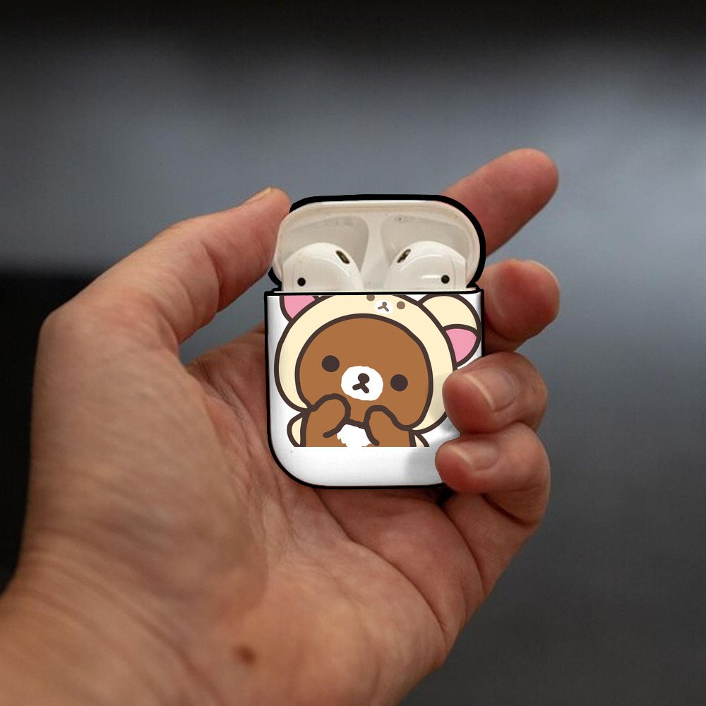 リラックマ リラックマ キイロイトリ Rilakkuma Korilakkuma Kiiroitori AirPods 第2世代保護ケース ハードシェル ブラック 耐衝撃・防指紋・カラビナ付き