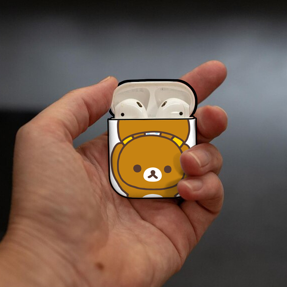 リラックマ リラックマ キイロイトリ Rilakkuma Korilakkuma Kiiroitori AirPods 第2世代保護ケース ハードシェル ブラック 耐衝撃・防指紋・カラビナ付き