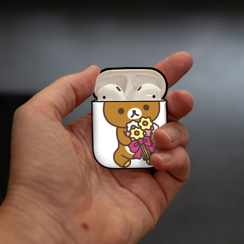 リラックマ リラックマ キイロイトリ Rilakkuma Korilakkuma Kiiroitori AirPods 第2世代保護ケース ハードシェル ブラック 耐衝撃・防指紋・カラビナ付き