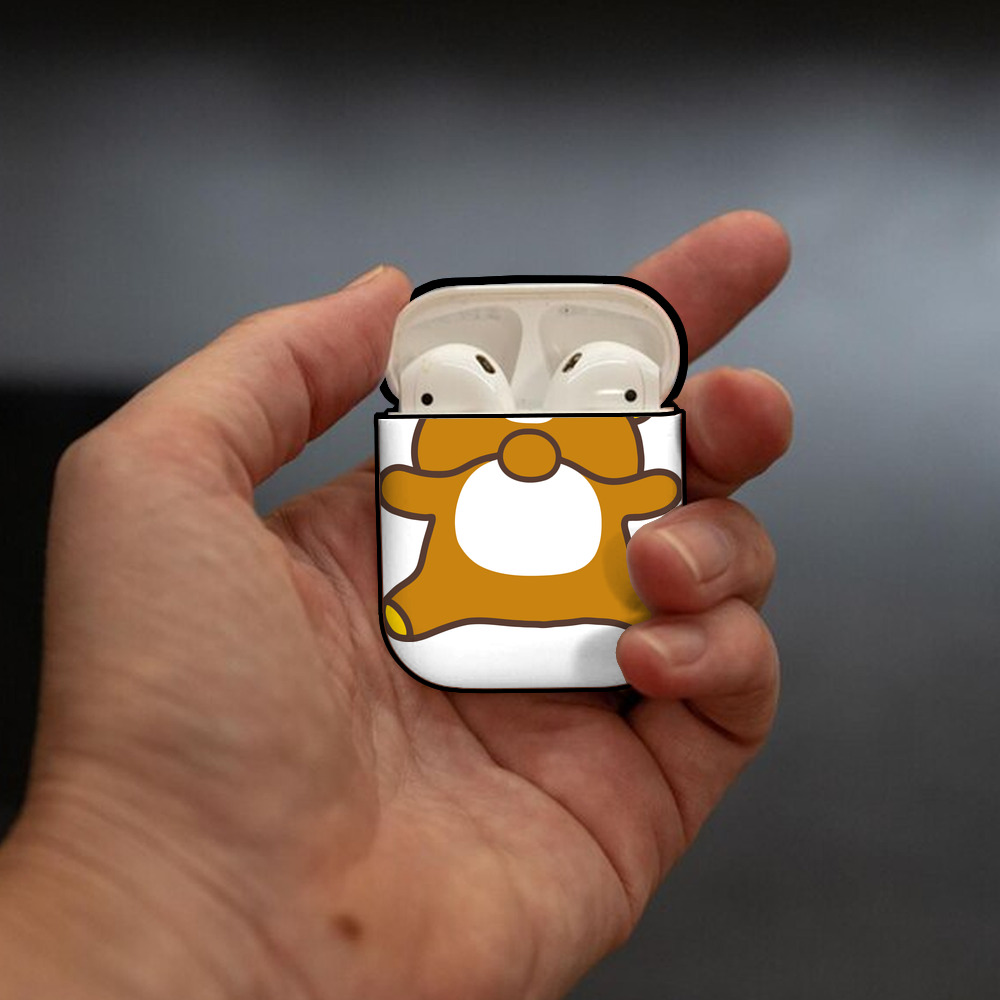 リラックマ リラックマ キイロイトリ Rilakkuma Korilakkuma Kiiroitori AirPods 第2世代保護ケース ハードシェル ブラック 耐衝撃・防指紋・カラビナ付き