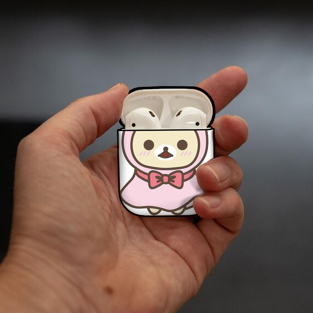 リラックマ リラックマ キイロイトリ Rilakkuma Korilakkuma Kiiroitori AirPods 第2世代保護ケース ハードシェル ブラック 耐衝撃・防指紋・カラビナ付き