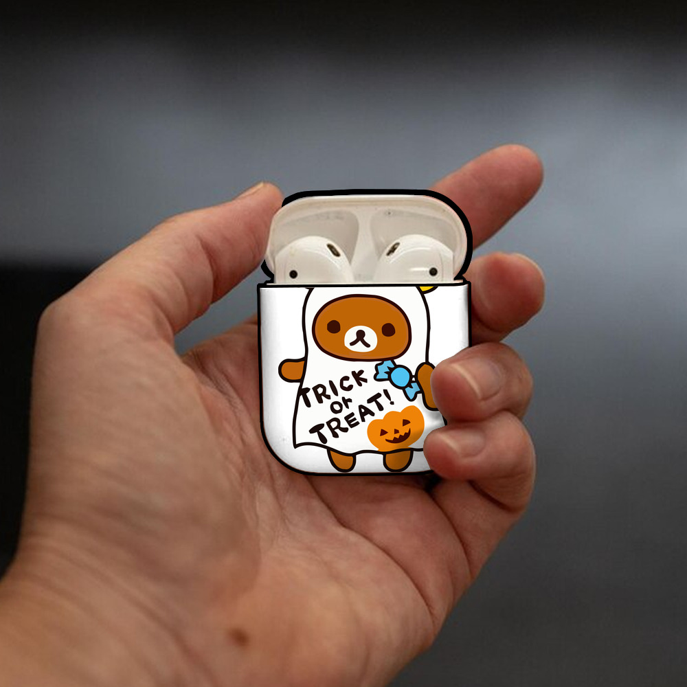 リラックマ リラックマ キイロイトリ Rilakkuma Korilakkuma Kiiroitori AirPods 第2世代保護ケース ハードシェル ブラック 耐衝撃・防指紋・カラビナ付き