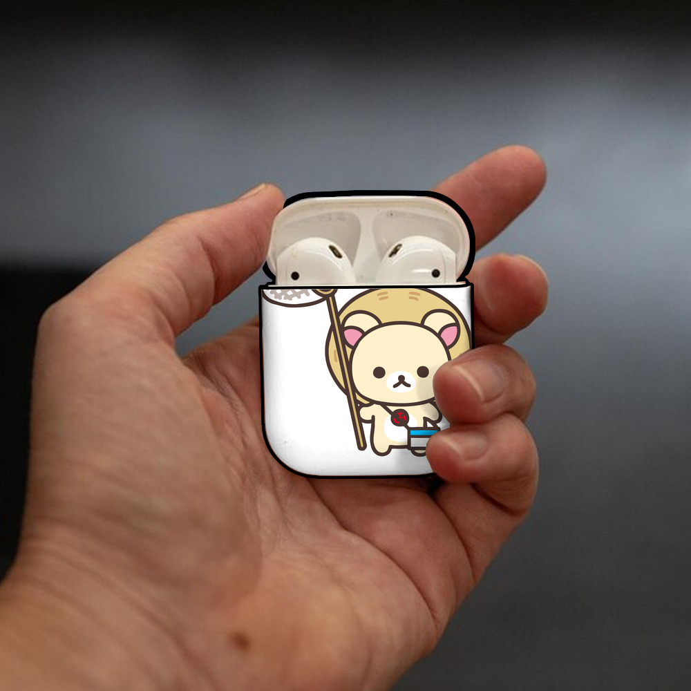 リラックマ リラックマ キイロイトリ Rilakkuma Korilakkuma Kiiroitori AirPods 第2世代保護ケース ハードシェル ブラック 耐衝撃・防指紋・カラビナ付き