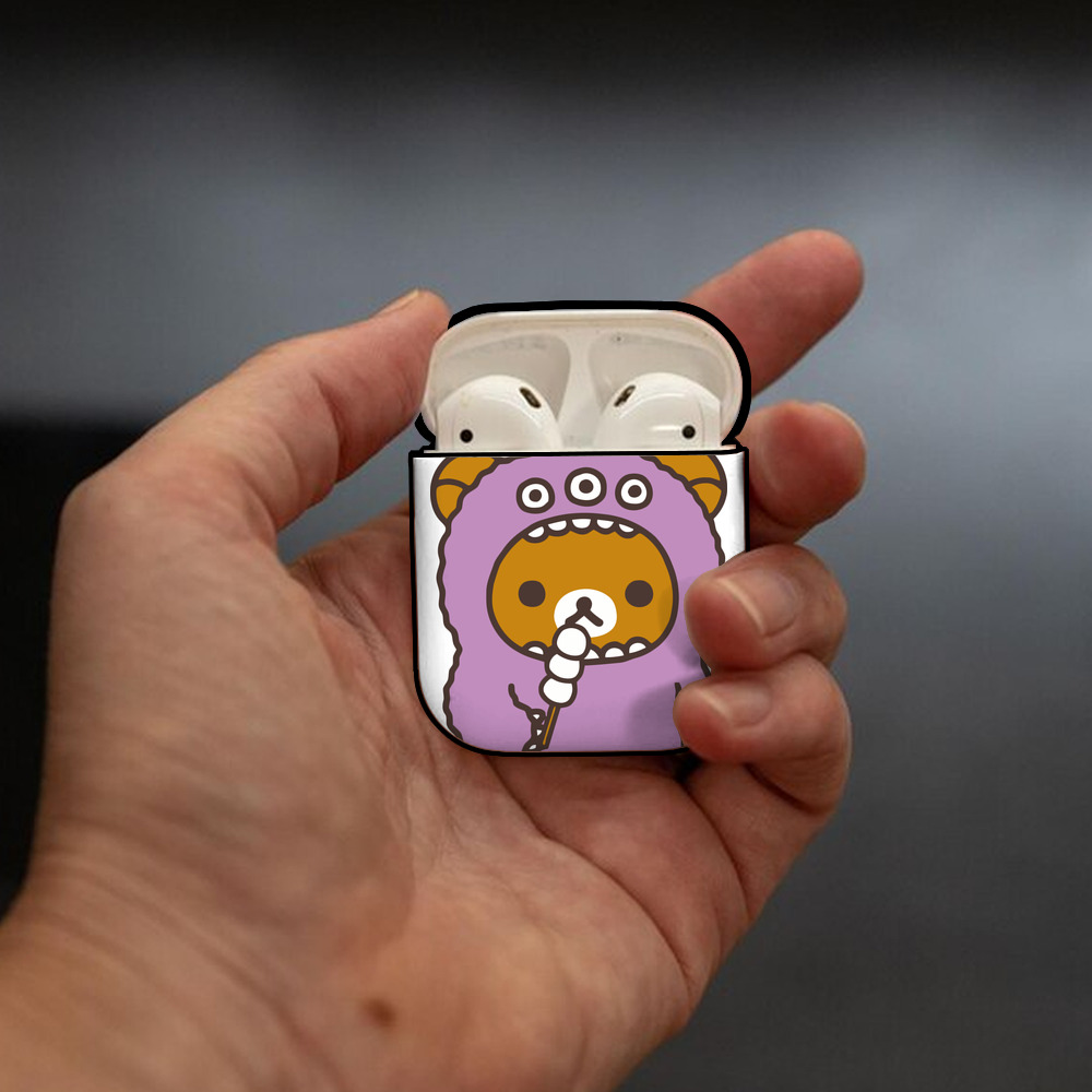 リラックマ リラックマ キイロイトリ Rilakkuma Korilakkuma Kiiroitori AirPods 第2世代保護ケース ハードシェル ブラック 耐衝撃・防指紋・カラビナ付き
