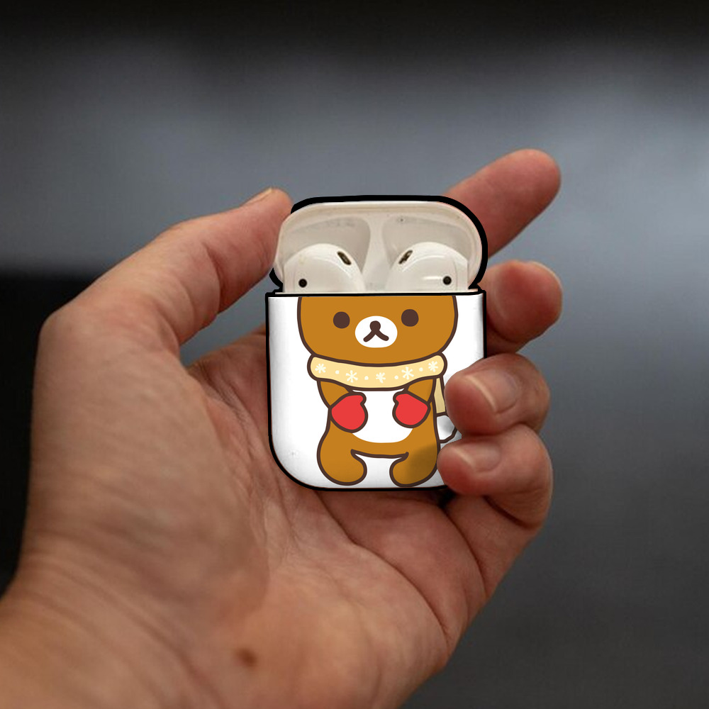 リラックマ リラックマ キイロイトリ Rilakkuma Korilakkuma Kiiroitori AirPods 第2世代保護ケース ハードシェル ブラック 耐衝撃・防指紋・カラビナ付き