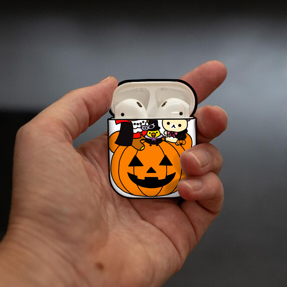 リラックマ リラックマ キイロイトリ Rilakkuma Korilakkuma Kiiroitori AirPods 第2世代保護ケース ハードシェル ブラック 耐衝撃・防指紋・カラビナ付き