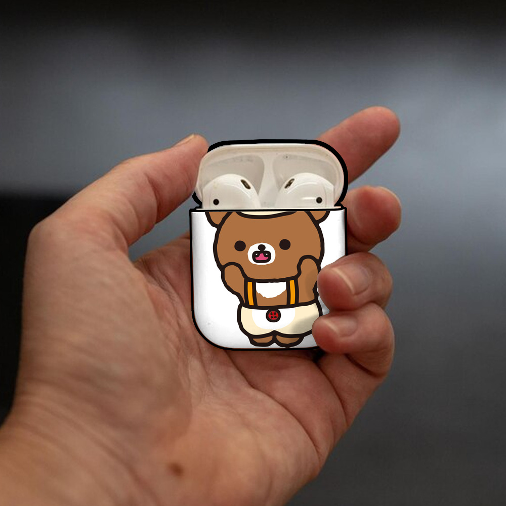 リラックマ リラックマ キイロイトリ Rilakkuma Korilakkuma Kiiroitori AirPods 第2世代保護ケース ハードシェル ブラック 耐衝撃・防指紋・カラビナ付き