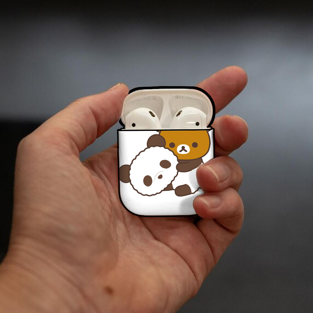 リラックマ リラックマ キイロイトリ Rilakkuma Korilakkuma Kiiroitori AirPods 第2世代保護ケース ハードシェル ブラック 耐衝撃・防指紋・カラビナ付き