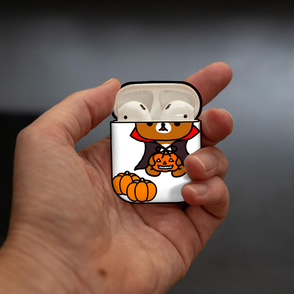 リラックマ リラックマ キイロイトリ Rilakkuma Korilakkuma Kiiroitori AirPods 第2世代保護ケース ハードシェル ブラック 耐衝撃・防指紋・カラビナ付き