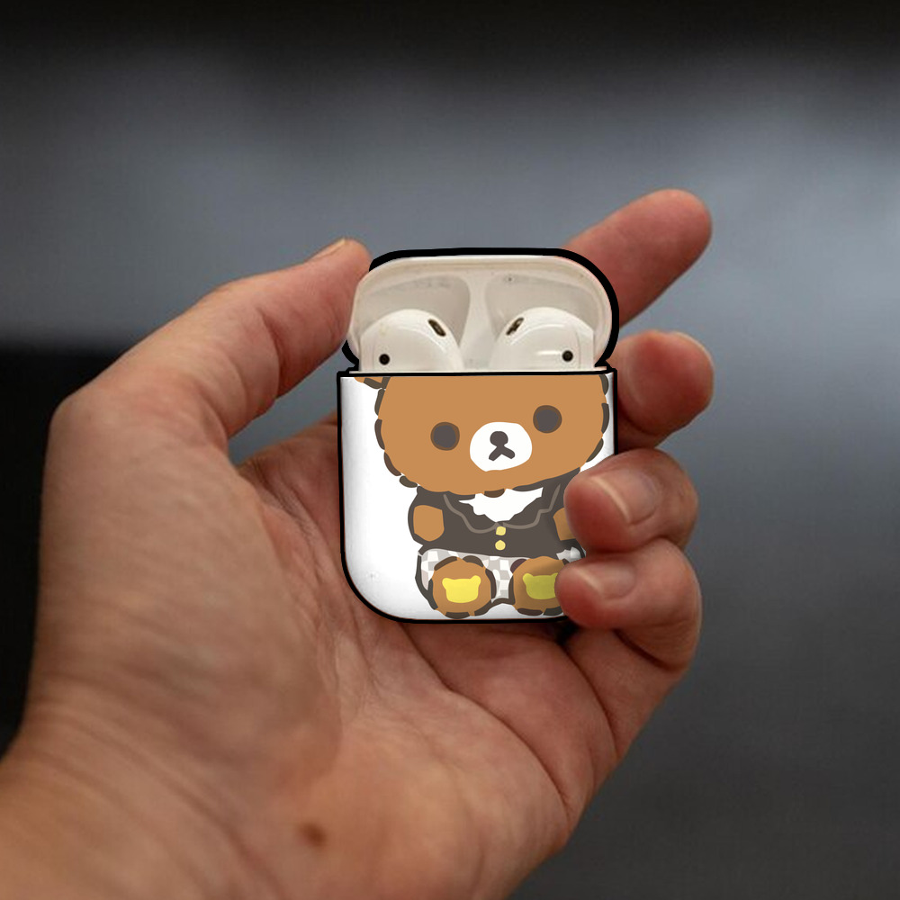 リラックマ リラックマ キイロイトリ Rilakkuma Korilakkuma Kiiroitori AirPods 第2世代保護ケース ハードシェル ブラック 耐衝撃・防指紋・カラビナ付き