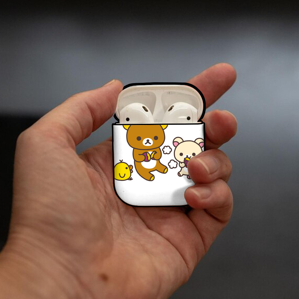 リラックマ リラックマ キイロイトリ Rilakkuma Korilakkuma Kiiroitori AirPods 第2世代保護ケース ハードシェル ブラック 耐衝撃・防指紋・カラビナ付き