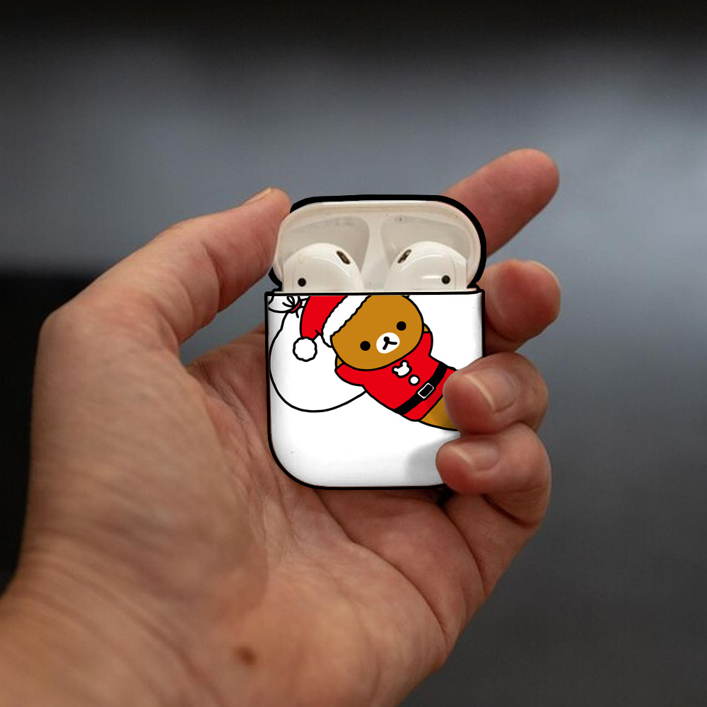 リラックマ リラックマ キイロイトリ Rilakkuma Korilakkuma Kiiroitori AirPods 第2世代保護ケース ハードシェル ブラック 耐衝撃・防指紋・カラビナ付き