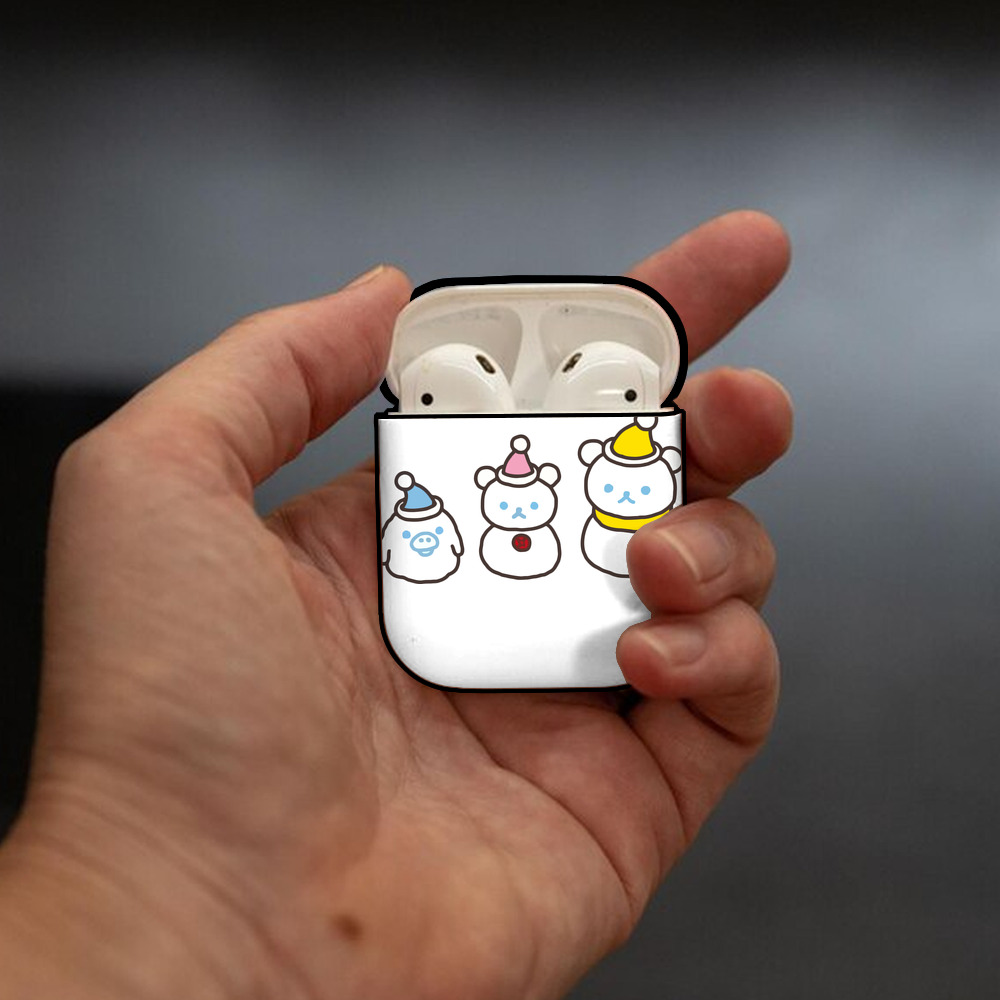 リラックマ リラックマ キイロイトリ Rilakkuma Korilakkuma Kiiroitori AirPods 第2世代保護ケース ハードシェル ブラック 耐衝撃・防指紋・カラビナ付き