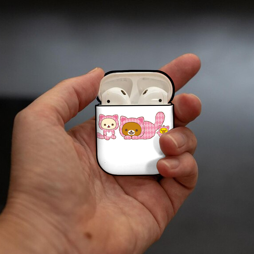 リラックマ リラックマ キイロイトリ Rilakkuma Korilakkuma Kiiroitori AirPods 第2世代保護ケース ハードシェル ブラック 耐衝撃・防指紋・カラビナ付き