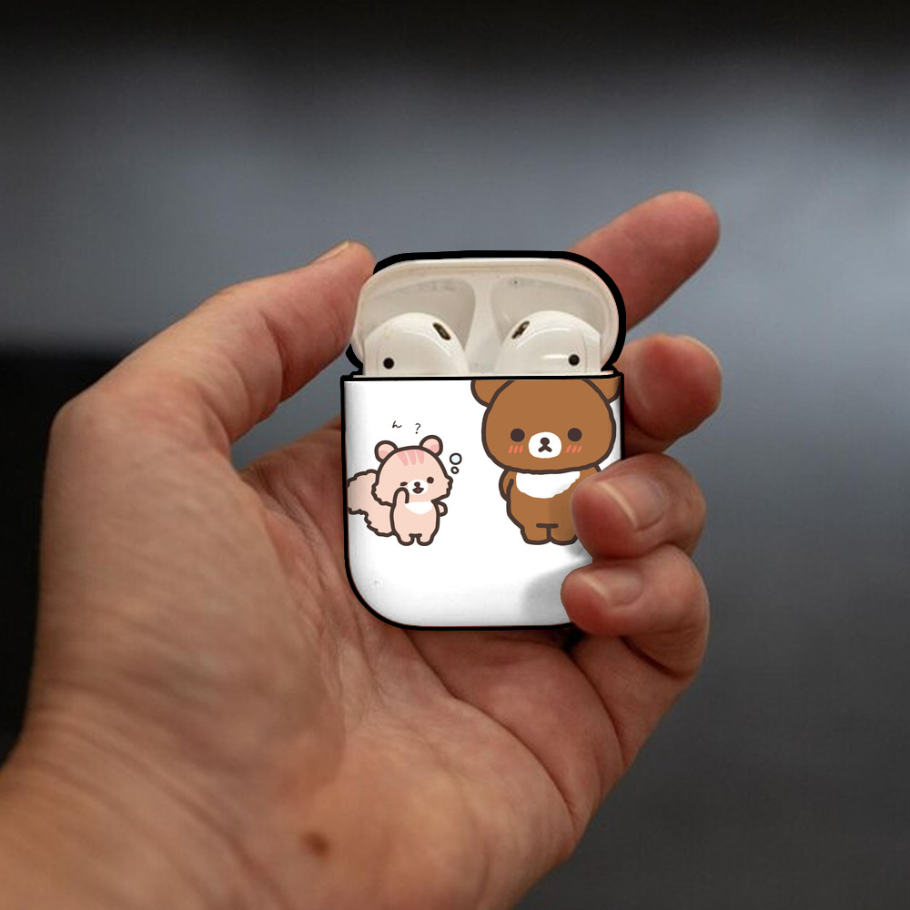 リラックマ リラックマ キイロイトリ Rilakkuma Korilakkuma Kiiroitori AirPods 第2世代保護ケース ハードシェル ブラック 耐衝撃・防指紋・カラビナ付き