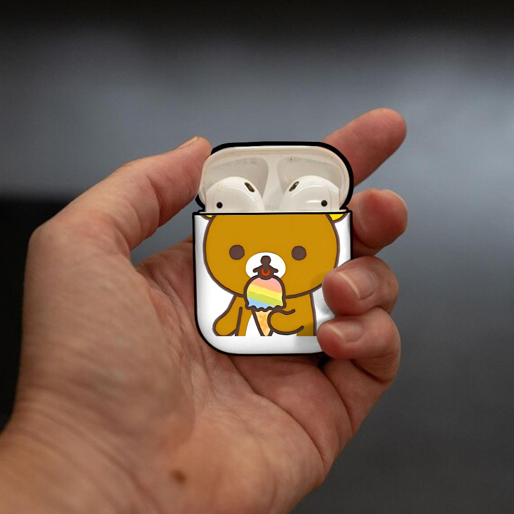 リラックマ リラックマ キイロイトリ Rilakkuma Korilakkuma Kiiroitori AirPods 第2世代保護ケース ハードシェル ブラック 耐衝撃・防指紋・カラビナ付き