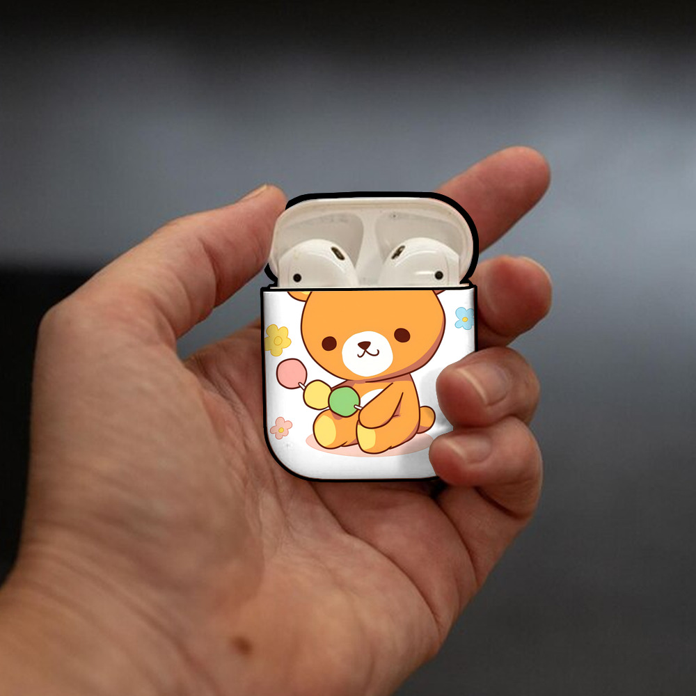 リラックマ リラックマ キイロイトリ Rilakkuma Korilakkuma Kiiroitori AirPods 第2世代保護ケース ハードシェル ブラック 耐衝撃・防指紋・カラビナ付き