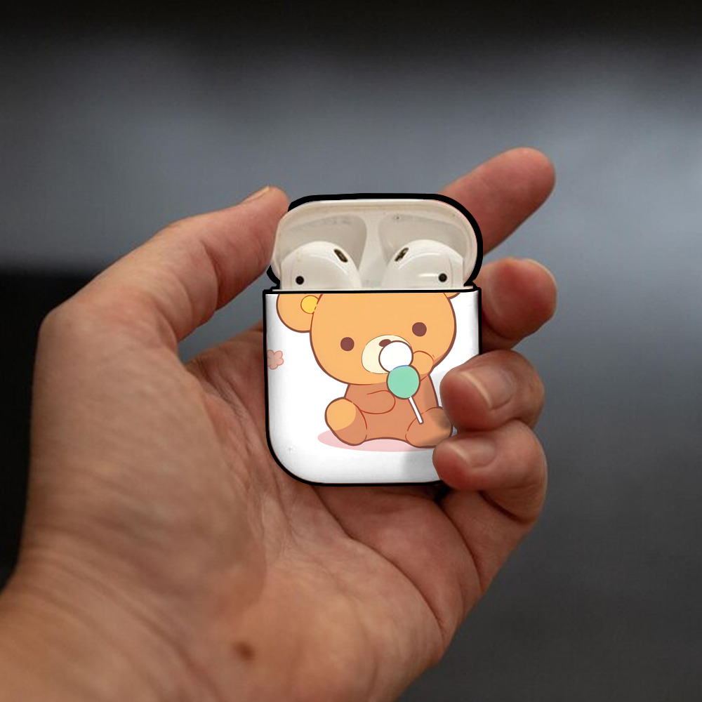 リラックマ リラックマ キイロイトリ Rilakkuma Korilakkuma Kiiroitori AirPods 第2世代保護ケース ハードシェル ブラック 耐衝撃・防指紋・カラビナ付き