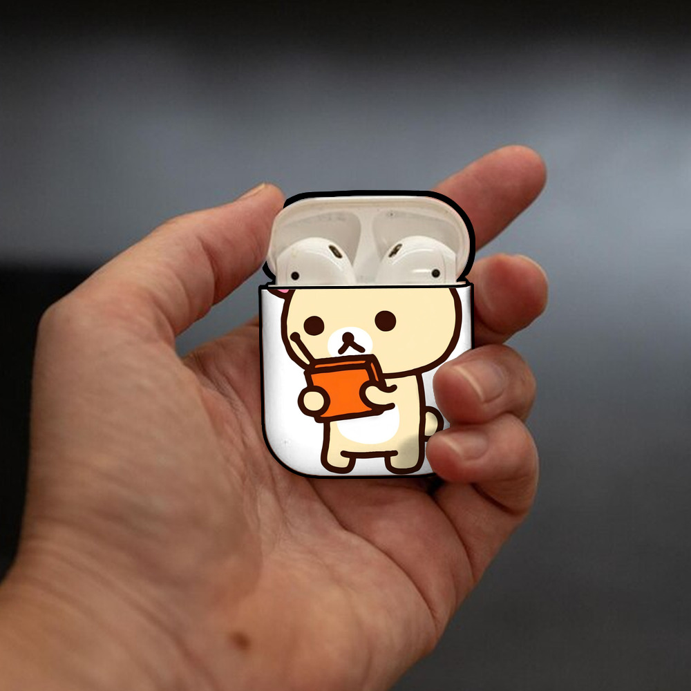 リラックマ リラックマ キイロイトリ Rilakkuma Korilakkuma Kiiroitori AirPods 第2世代保護ケース ハードシェル ブラック 耐衝撃・防指紋・カラビナ付き