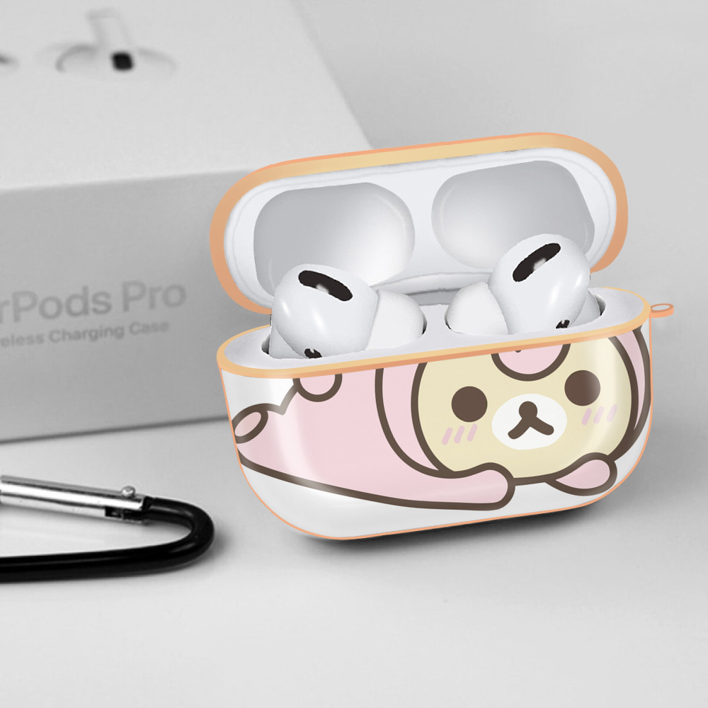 リラックマ リラックマ キイロイトリ Rilakkuma Korilakkuma Kiiroitori 【AirPods Pro用】ハードシェル保護ケース｜耐衝撃・防指紋・カラビナ付き商品仕様