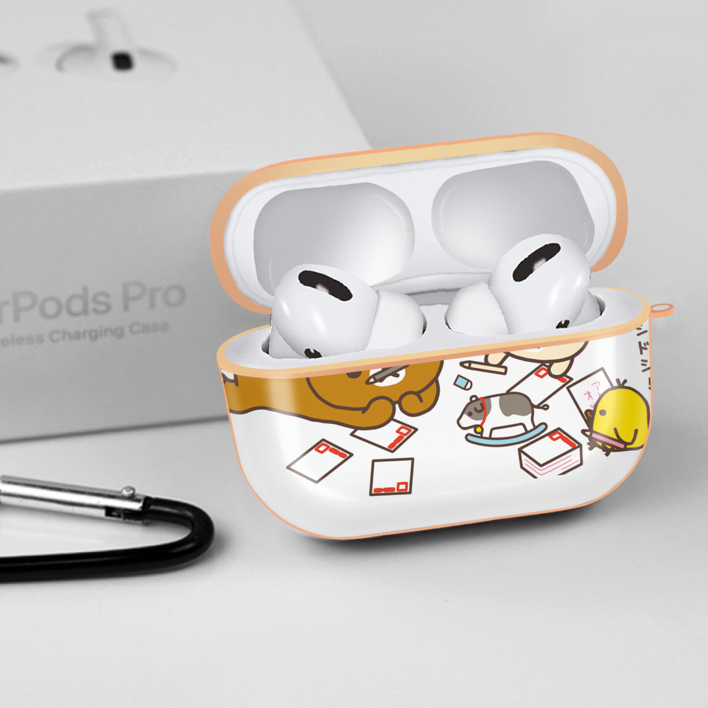 リラックマ リラックマ キイロイトリ Rilakkuma Korilakkuma Kiiroitori 【AirPods Pro用】ハードシェル保護ケース｜耐衝撃・防指紋・カラビナ付き商品仕様