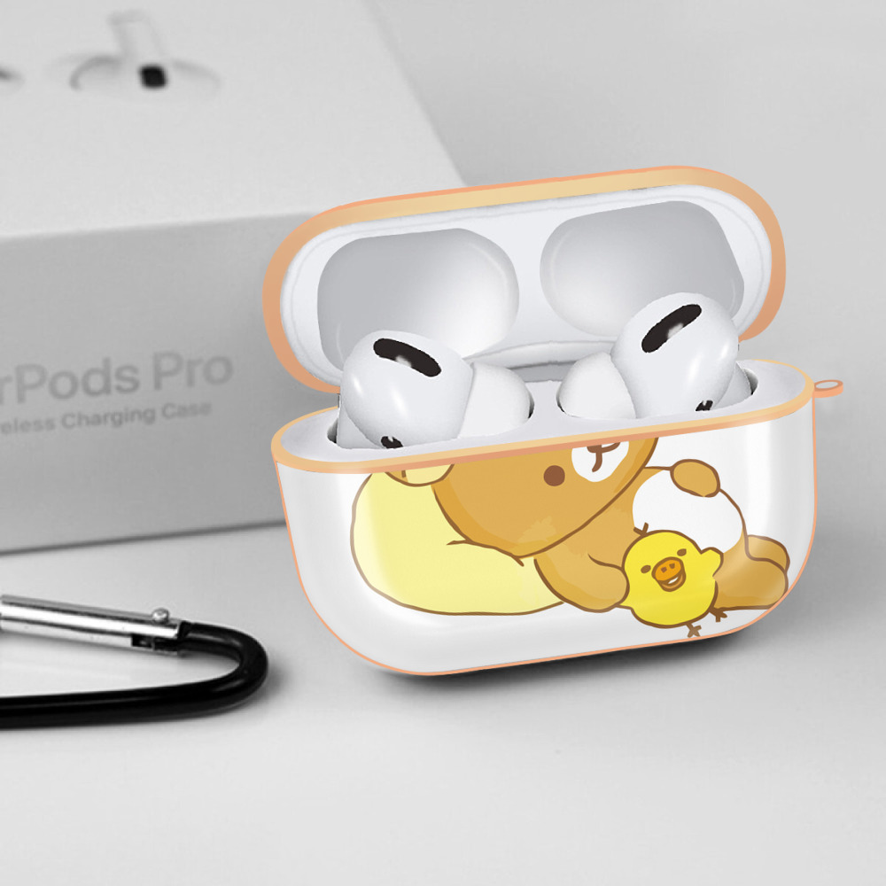 リラックマ リラックマ キイロイトリ Rilakkuma Korilakkuma Kiiroitori 【AirPods Pro用】ハードシェル保護ケース｜耐衝撃・防指紋・カラビナ付き商品仕様