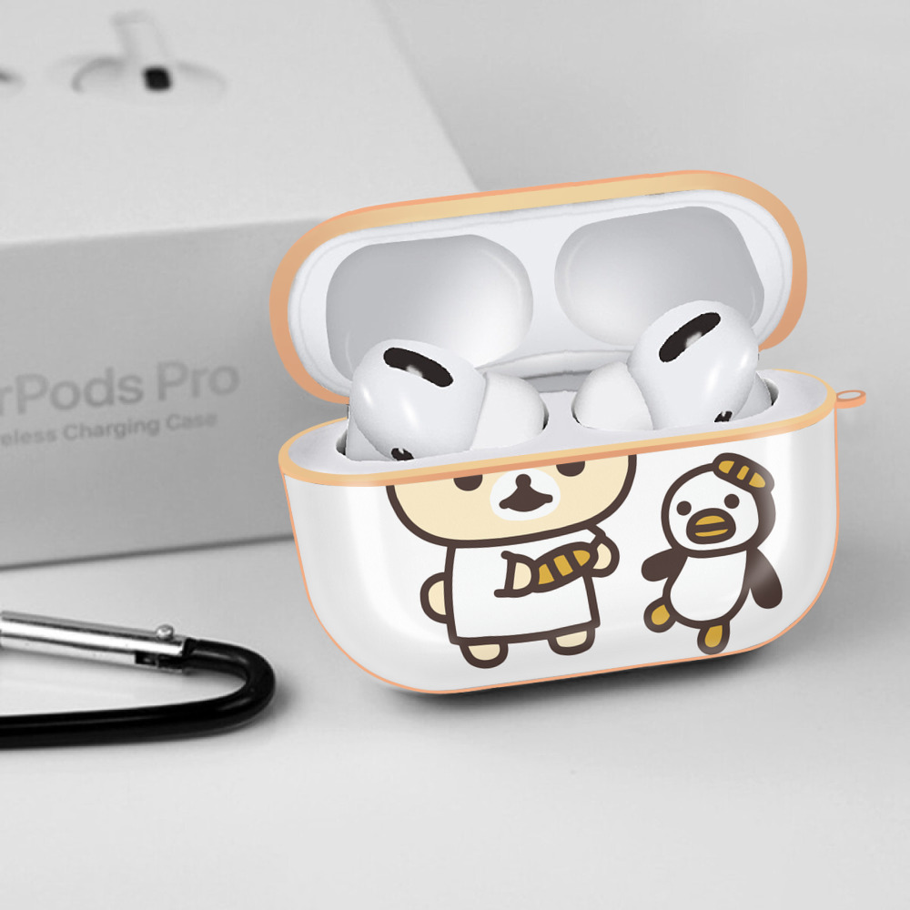 リラックマ リラックマ キイロイトリ Rilakkuma Korilakkuma Kiiroitori 【AirPods Pro用】ハードシェル保護ケース｜耐衝撃・防指紋・カラビナ付き商品仕様