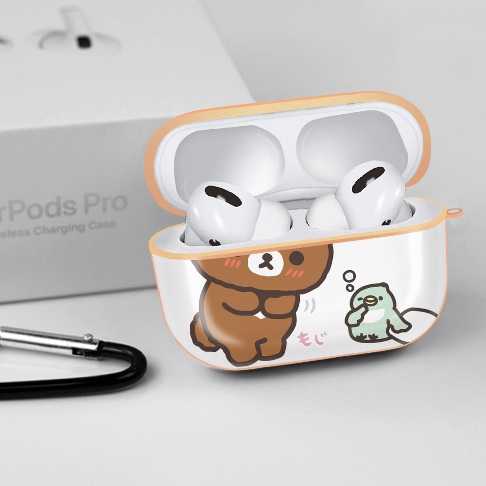 リラックマ リラックマ キイロイトリ Rilakkuma Korilakkuma Kiiroitori 【AirPods Pro用】ハードシェル保護ケース｜耐衝撃・防指紋・カラビナ付き商品仕様